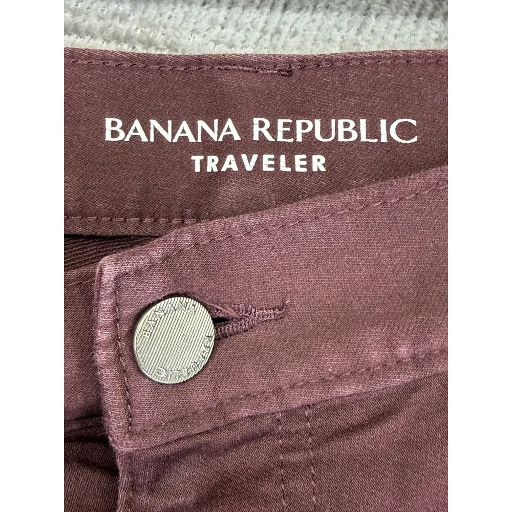 Banana Republic Mens Slim Traveler Pants 34x30 Burgundy 5-Pocket 488420-29
